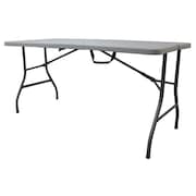 Zoro Select Rectangle Folding Table, 30" W, 61" L, 29" H, Blow Molded Polyethylene Top, Gray 13V435
