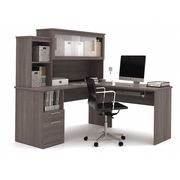 Bestar L Shaped Desk, 65" D, 62.6" W, 62.8" H, Bark Gray, Melamine 88420-47