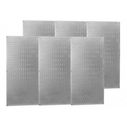 Wall Control Pegboard Panel, Round 1/4 in Holes, 1 in Hole Spacing, 32 in H x 96 in W x 3/4 in D, Silver 35-P-3296GV