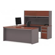 Connexion U Shaped Desk, 92.6" D, 71.1" W, 65.9" H, Bordeaux/Slate, Melamine 93879-39