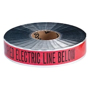 Brady Detectble Underground Tape, Rd/Blk, 1000ft 91601