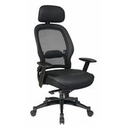Office Star Managerial Chair, Leather, 19-3/4" to 22-1/2" Height, Adjustable Arms, Black 27008