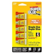 Super Glue Instant Adhesive, 0.05 fl oz, Tube, Clear, 5 Pack 15175-12