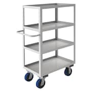 DURHAM MFG Corrosion-Resistant Utility Cart with Lipped Metal Shelves, Stainless Steel, Flat, 4 Shelves SRSC1618304ALU6PU