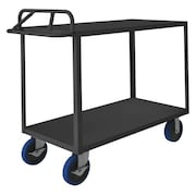 ZORO SELECT Utility Cart with Flush Metal Shelves, Steel, Ergonomic, 2 Shelves, 3,600 lb RSCE-2448-2-ALD-8PUSB-95