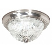 NUVO 2 Light 11 in. Flush Mount Clear Ribbed Glass Brushed Nickel SF76-609