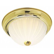 NUVO 3 Light 15 in. Flush Mount Frosted Melon Glass Polished Bras SF76-128