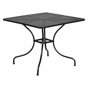 Flash Furniture 35.5" Square Black Steel Patio Table-Umbrella Hole CO-6-BK-GG