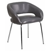 FLASH FURNITURE Side Reception Chair, 21-3/4"L28-3/4"H, LeatherSeat, FusionSeries CH-162731-GY-GG