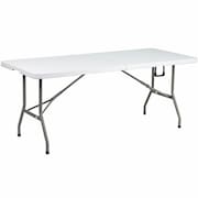 Flash Furniture Rectangle Wh 30X72 Plastic Bi-Fold Table, 30" W, 72" L, 29" H, Plastic Top, White DAD-YCZ-183Z-GG
