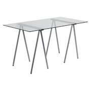 Flash Furniture Computer Desk, 27-1/2" D, 55.063" W, 28-1/2" H, Clear/Chrome, Metal, Table Top: Glass NAN-JN-2119-GG