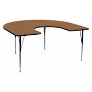 Flash Furniture Horseshoe Activity Table, 60 X 66 X 30.125, Chrome, Laminate, Particleboard, Steel Top, Wood Grain XU-A6066-HRSE-OAK-T-A-GG