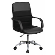 Flash Furniture Leather Contemporary Chair, 17-1/2" to 20-1/2", Fixed Arms, Black LF-W-61B-2-GG