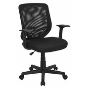Flash Furniture Mesh Contemporary Chair, 17-1/4" to 20-1/4", Fixed Arms, Black LF-W-95A-BK-GG