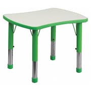 FLASH FURNITURE Rectangle Preschool Table, Green, 21-7/8"x26-5/8", 21.875 X 26.625 X 23.5, Plastic, Steel Top, Green YU-YCY-098-RECT-TBL-GREEN-GG