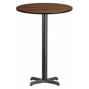 Flash Furniture Round Walnut Table Top, Round w/X-Base, 30", 30" W, 30" L, 43.125" H, Laminate Top, Wood Grain XU-RD-30-WALTB-T2222B-GG