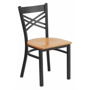FLASH FURNITURE Restaurant Chair, 17"L32-1/4"H, HerculesSeries XU-6FOBXBK-NATW-GG