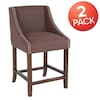 Flash Furniture Brown Fabric/Wood Stool, 24" 2-CH-182020-24-BN-F-GG