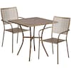 Flash Furniture 28" Square Gold Steel Patio Table with 2 Chairs CO-28SQ-02CHR2-GD-GG
