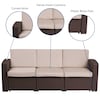 Flash Furniture Chocolate Rattan Sofa w/All-Weather Beige Cushions DAD-SF1-3-GG