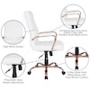 Flash Furniture White Leather Rose Gold Frame High Back Chair GO-2286H-WH-RSGLD-GG