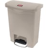 Rubbermaid Commercial 8 gal Rectangular Step Can, Beige, 16 1/2 in Dia, Step-On, Plastic 1883456