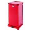 Rubbermaid Commercial 12 gal Square Step Can, Red, 14 1/4 in Dia, Step-On, Steel, Rigid Plastic FGST12EPLRD
