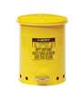 Justrite Oily Waste Can, 10 Gal., Steel, Yellow 09301
