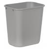 Rubbermaid Commercial Rectangular Wastebasket, 7 gal, LLDPE, Open Top, Plastic, Gray FG295600GRAY