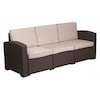 Flash Furniture Chocolate Rattan Sofa w/All-Weather Beige Cushions DAD-SF1-3-GG