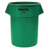 Rubbermaid Commercial 55 gal. Round Trash Can, Green, None, LLDPE FG265500DGRN