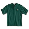 Carhartt Short Sleeve Henley, Hunter Green, L K84-HTG LRG TLL