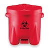 Eagle Mfg Biohazard Step On Waste Can, 10 Gallon Capacity, Polyethylene, Red, 18 in Width x 18 in Height 945BIO