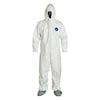Dupont Hooded Chemical Resistant Coveralls, 25 PK, White, Tyvek(R) 400, Zipper TY122SWHXL0025NF