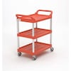 Rubbermaid Commercial Dual-Handle Utility Cart with Lipped Plastic Shelves, Plastic, (2) Raised, 3 Shelves, 200 lb FG342488BLA