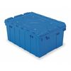 Akro-Mils Blue Attached Lid Container, Plastic, Steel Hinge 39120BLUE