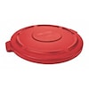 Rubbermaid Commercial 44 gal Flat Trash Can Lid, 24 1/2 in W/Dia, Red, Resin, 0 Openings FG264560RED