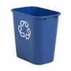 Rubbermaid Commercial Recycling Wastebasket Container, 7 gal Capacity, 10 1/2 in W, 15 in H, 14 1/2 in D, Plastic, Blue FG295673BLUE