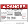 Brady Arc Flash Protection Label, PK5, 121078 121078