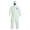 Dupont Tyvek 400 Hooded Disposable Coveralls, XL, Zipper, Elastic Wrist, Elastic Ankle, White, 25 Pack TY127SWHXL002500