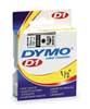 Dymo Adhesive Label Tape Cartridge 1/2" x 23 ft., Black/White 45013