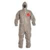 Dupont Hooded Chemical Resistant Coveralls, 6 PK, Gray, Tychem(R) 6000, Zipper TF145TGY5X0006TV