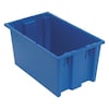 Quantum Storage Systems Stack & Nest Container, Blue, Polyethylene, 18 in L, 11 in W, 9 in H, 0.76 cu ft Volume Capacity SNT185BL
