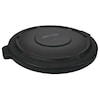 Rubbermaid Commercial 20 gal Flat Trash Can Lid, 20 in W/Dia, Black, Resin, 0 Openings FG261960BLA