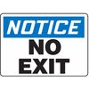 Accuform Notice Sign, No Exit, 7"x10 MADM876VA