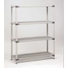 Metro Freestanding Plastic Shelving Unit, Open Style, 18 in D, 60 in W, 63 in H, 4 Shelves, Taupe/Blue Q366G3