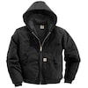 Carhartt Men's Black Cotton Hooded Duck Jacket size M Tall J140-BLK MED TLL