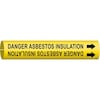 Brady Pipe Marker, Danger Asbestos Insulation, Y, 4045-B 4045-B