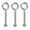 Zoro Select Routing Eye Bolt Without Shoulder, 1/4"-20, 2-3/8 in Shank, 1/2 in ID, Steel, Zinc Plated, 20 PK 1WBR1