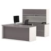 Bestar U Shaped Desk, 92.6" D, 71.1" W, 65.9" H, Slate/Sandstone, Melamine 93863-59